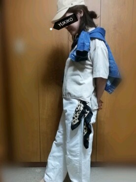 「GLOBAL WORK（グローバルワーク）のコクーンワイドデニム/819864（デニムパンツ）」を使った、♢ YUKIKO*♢さん（レディース・157cm）の秋コーディネート