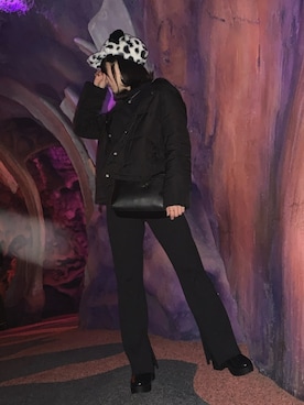 「リブニットパンツ」｜曉さん（レディース・153cm）の冬コーディネート