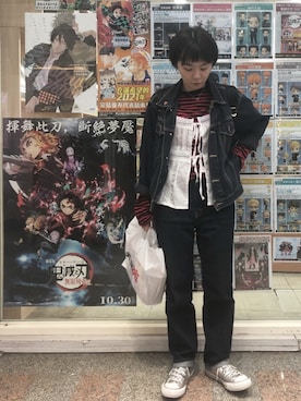 「アイテム（チューブトップ、ホワイト系）」を使った、カヤコさん（レディース・160cm）の秋コーディネート