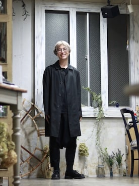 「MACKINTOSH」｜「アイテム（ステンカラーコート）」を使った、「さぜ」さん（メンズ・168cm）の春コーディネート
