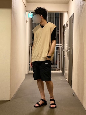 「CAMP7（キャンプセブン）のアイテム（パンツ）」を使った、happy5lucky-22さん（メンズ・180cm）の夏コーディネート