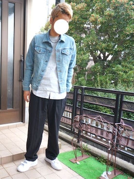 「花見コーデ」｜「アイテム（デニムジャケット）」を使った、りょうりょうさん（メンズ・175cm）の春コーディネート