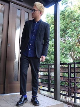 「アイテム（レッグウェア、ブルー系）」を使った、りょうりょうさん（メンズ・175cm）の秋コーディネート
