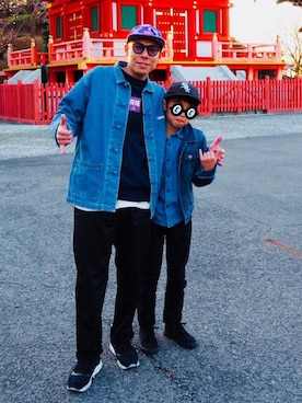 「RIPNDIP（リップンディップ）のアイテム（帽子）」を使った、dai5rouさん（メンズ・170cm）の春コーディネート