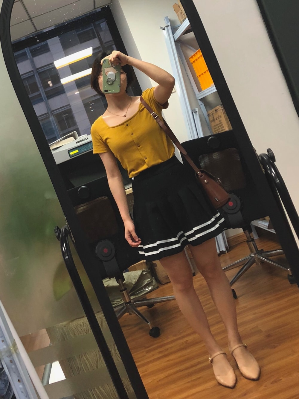 「ootd」｜「H&Mのアイテム（スカート、ブラック系）」を使った、皮卡丘丘さん（レディース・155cm）の夏コーディネートの1枚目の写真