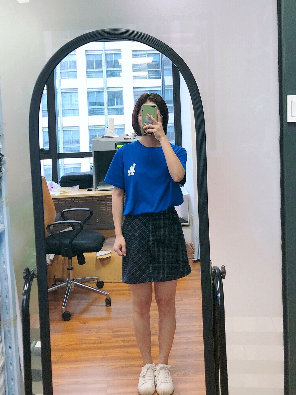 「ootd、夏」｜「MLBのアイテム（Tシャツ/カットソー、ブルー系）」を使った、皮卡丘丘さん（レディース・155cm）の夏コーディネートの1枚目の写真