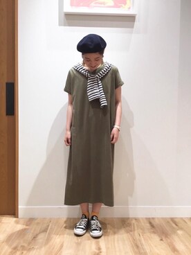 「coenスタッフスタイリング」｜「アイテム（ハンチング/ベレー帽）」を使った、coen まつもとさん（レディース・163cm）の夏コーディネート