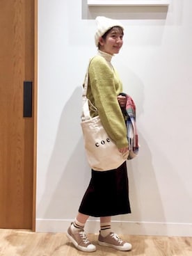 「coen」｜「アイテム（ニットキャップ/ビーニー）」を使った、coen まつもとさん（レディース・163cm）の秋コーディネート
