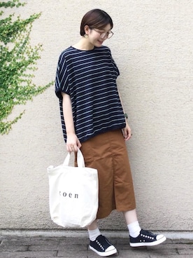 「coen（コーエン）のアイテム」を使った、coen まつもとさん（レディース・163cm）の夏コーディネート