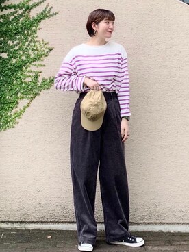 「ロゴ・コーエンベア」｜coen まつもとさん（レディース・163cm）の秋コーディネート