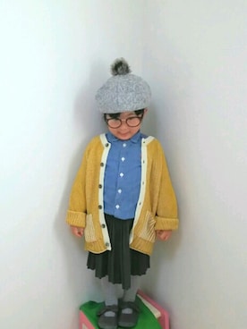 「kladskap（クレードスコープ）のアイテム（ハンチング/ベレー帽）」を使った、たかなさん（キッズ・100cm）の春コーディネート