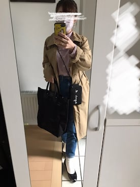 「ノーカラーシャツ」｜「アイテム（バレエシューズ）」を使った、rakkoさん（レディース・154cm）の春コーディネート