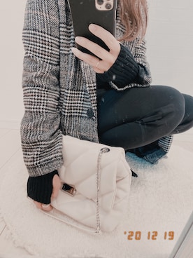 「アイテム（ノーカラーコート、グレー系）」を使った、meiiiiiさん（レディース・157cm）の冬コーディネート