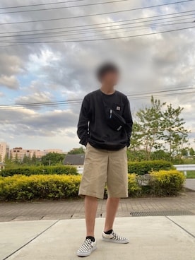 「carhartt」｜「アイテム（スリッポン）」を使った、shunさん（メンズ・180cm）の夏コーディネート