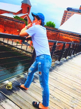 「Calvin Klein PLATINUM（カルバン・クライン プラティナム）のアイテム」を使った、謙也さん（メンズ・170cm）の夏コーディネート