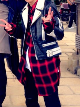 「HELL CAT PUNKS（ヘルキャットパンクス）のアイテム（ジャケット/アウター）」を使った、輝さん（メンズ・161cm）の冬コーディネート