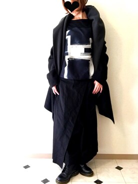 「ブラック×ホワイト」｜「アイテム（その他アウター）」を使った、nao☆さん（レディース・165cm）の秋コーディネート