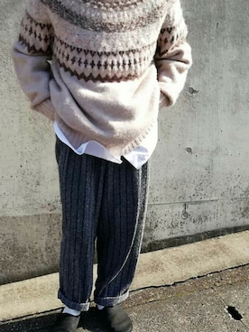 「柄×柄」｜「アイテム（その他シューズ）」を使った、taichiさん（メンズ・166cm）の春コーディネート