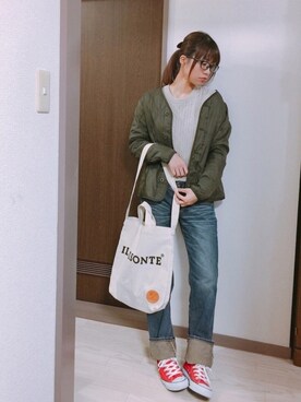 「ドラフトリーバイス」｜「アイテム（ブルゾン）」を使った、たむきちさん（レディース・159cm）の冬コーディネート
