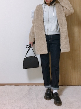 「A.P.C.（アーペーセー）のsac demi-lune 18PC（ショルダーバッグ）」を使った、たむきちさん（レディース・159cm）の冬コーディネート
