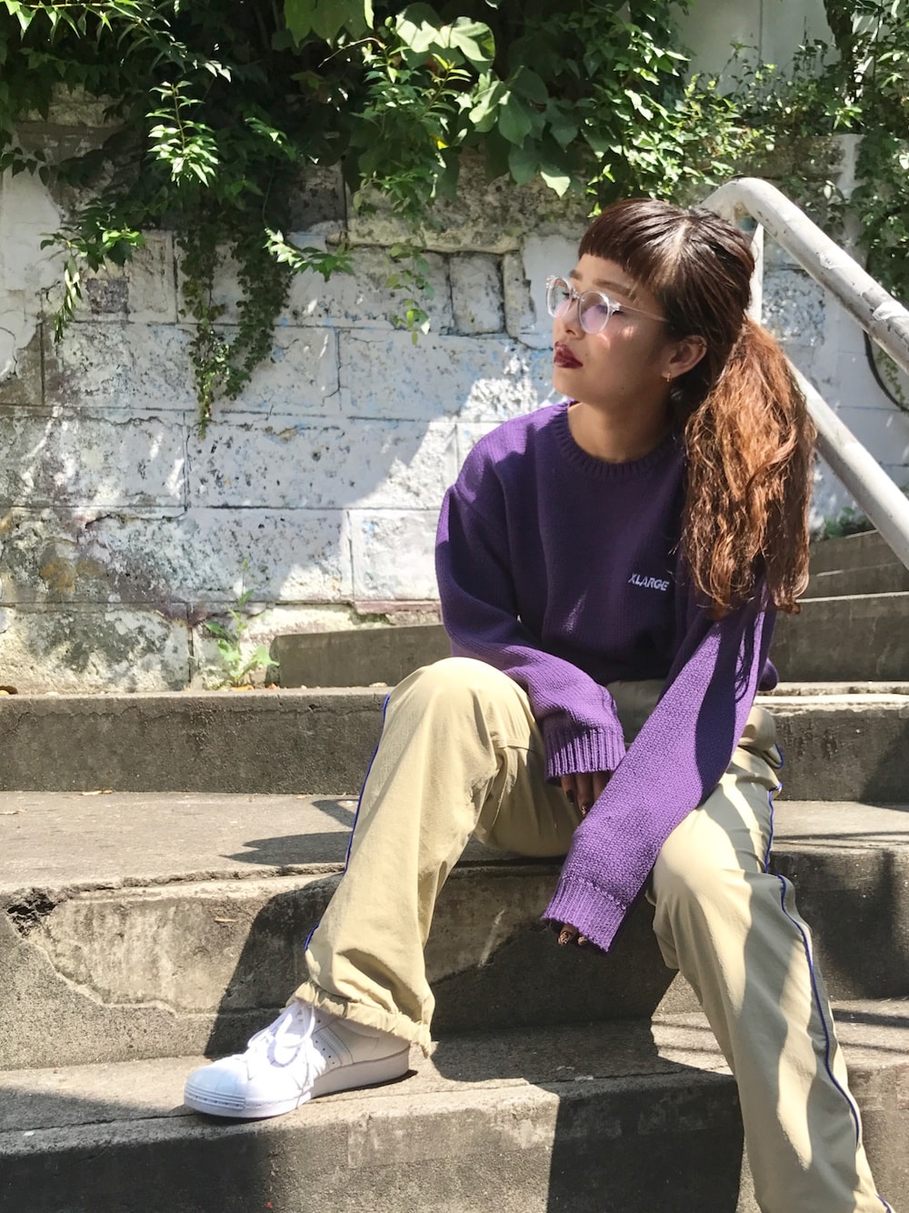 XLARGEのニット/セーター（パープル系）を使った人気ファッション 