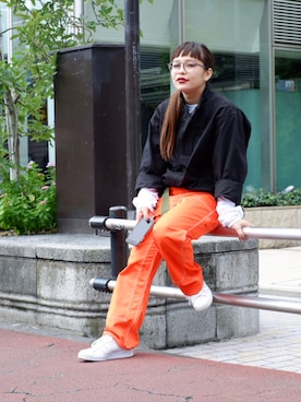 「ダブルニーパンツ」｜アッコさん（レディース・152cm）の秋コーディネート