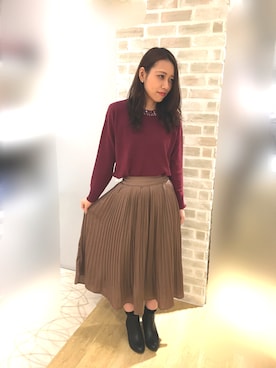 「ビジューニット」｜yuiさん（レディース・161cm）の秋コーディネート