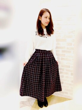「刺繍ニット」｜yuiさん（レディース・161cm）の秋コーディネート