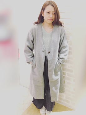 「earth music&ecology（アースミュージックアンドエコロジー）のアイテム（ノーカラージャケット）」を使った、yuiさん（レディース・161cm）の冬コーディネート