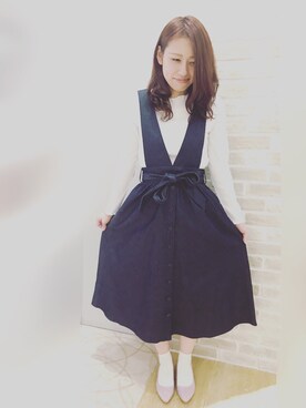 「アイテム（パンプス、パープル系）」を使った、yuiさん（レディース・161cm）の冬コーディネート