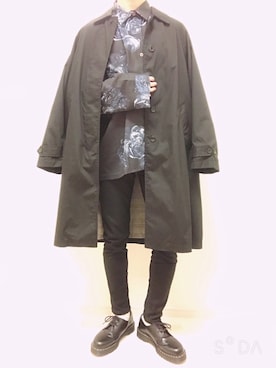 「平成最後のWEARISTAセンバツ」｜「アイテム（ステンカラーコート）」を使った、ROTOさん（メンズ・182cm）の春コーディネート