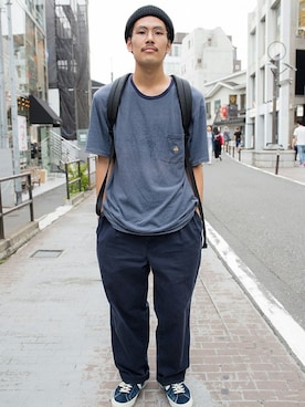 「OWNDAYS（オンデーズ）のアイテム」を使った、moeさん（メンズ・174cm）の冬コーディネート