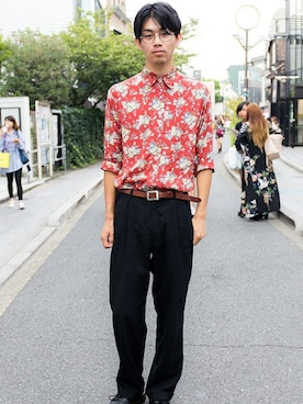 「黒パンツ」｜moeさん（メンズ・182cm）の冬コーディネート