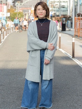 「ロングカーディガン」｜moeさん（レディース・158cm）の冬コーディネート