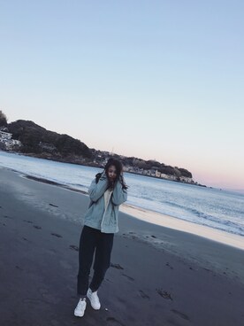 「海」｜「アイテム（ブルゾン）」を使った、甜甜__Leeさん（レディース・165cm）の冬コーディネート