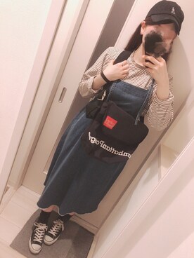 「Manhattan Portage」｜「アイテム（ジャンパースカート）」を使った、はる🐰さん（レディース・165cm）の春コーディネート