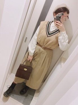 「襟付きトップス」｜「アイテム（トレンチコート）」を使った、はる🐰さん（レディース・165cm）の冬コーディネート