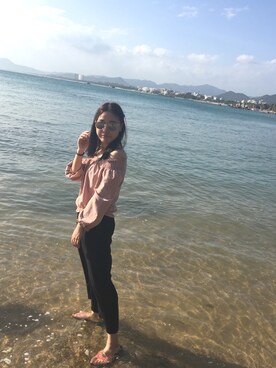 「GRL（グレイル）のアイテム（Tシャツ/カットソー、ピンク系）」を使った、西恩下次再见_SYさん（レディース）の春コーディネート