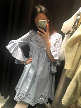 「H&M（エイチ・アンド・エム）のアイテム（シャツ/ブラウス、ブルー系）」を使った、西恩下次再见_SYさん（レディース）の春コーディネート