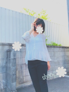 「ZARA（ザラ）のアイテム（シャツ/ブラウス、ホワイト系）」を使った、 shaoさん（レディース・167cm）の夏コーディネート