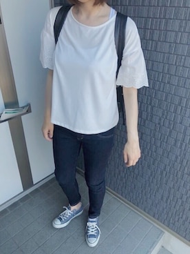 「CONVERSE（コンバース）のCONVERSE コンバース オール スター オックス / ALL STAR OX (NVY) 32160325（スニーカー）」を使った、 shaoさん（レディース・167cm）の夏コーディネート