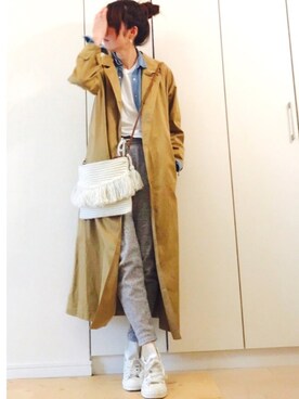 「スプリングSENSEOFPLACE」｜「アイテム（トレンチコート）」を使った、NAnaさん（レディース・158cm）の春コーディネート