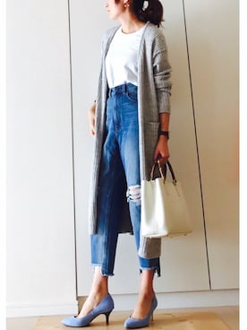 「アイテム（パンプス、ブルー系）」を使った、NAnaさん（レディース・158cm）の春コーディネート
