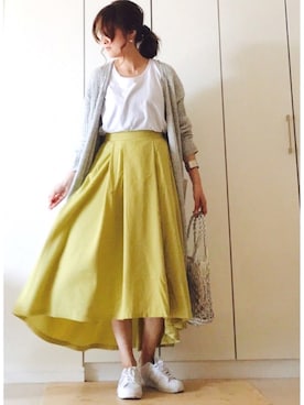 「Casselini（キャセリーニ）の【Casselini(キャセリーニ)】メタリックネットトートバッグ（トートバッグ）」を使った、NAnaさん（レディース・158cm）の春コーディネート