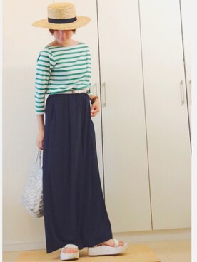 「Casselini（キャセリーニ）の【Casselini(キャセリーニ)】メタリックネットトートバッグ（トートバッグ）」を使った、NAnaさん（レディース・158cm）の春コーディネート