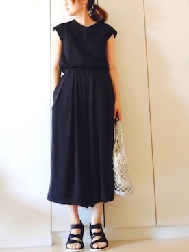 「Casselini（キャセリーニ）の【Casselini(キャセリーニ)】メタリックネットトートバッグ（トートバッグ）」を使った、NAnaさん（レディース・158cm）の春コーディネート