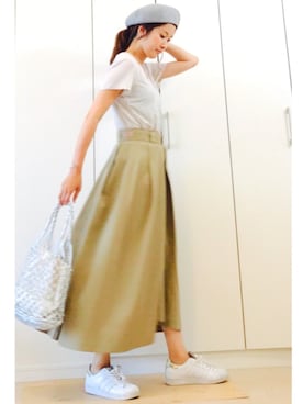 「UNIQLO Tシャツ」｜「アイテム（シューズ）」を使った、NAnaさん（レディース・158cm）の夏コーディネート