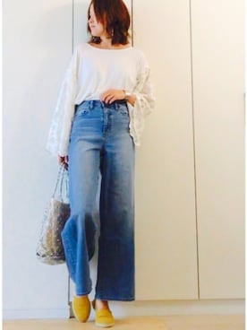 「ESCAR（エスカー）のアイテム（トップス）」を使った、NAnaさん（レディース・158cm）の夏コーディネート