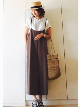 「FRAMeWORK（フレームワーク）のアイテム（オールインワン・サロペット）」を使った、NAnaさん（レディース・158cm）の夏コーディネート