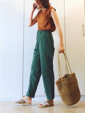 「STUDIOUS（ステュディオス）のアイテム（チノパンツ）」を使った、NAnaさん（レディース・158cm）の夏コーディネート